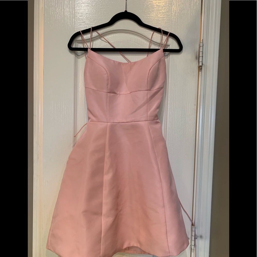 Sherri Hill Pink Backless A-Line Mini Dress